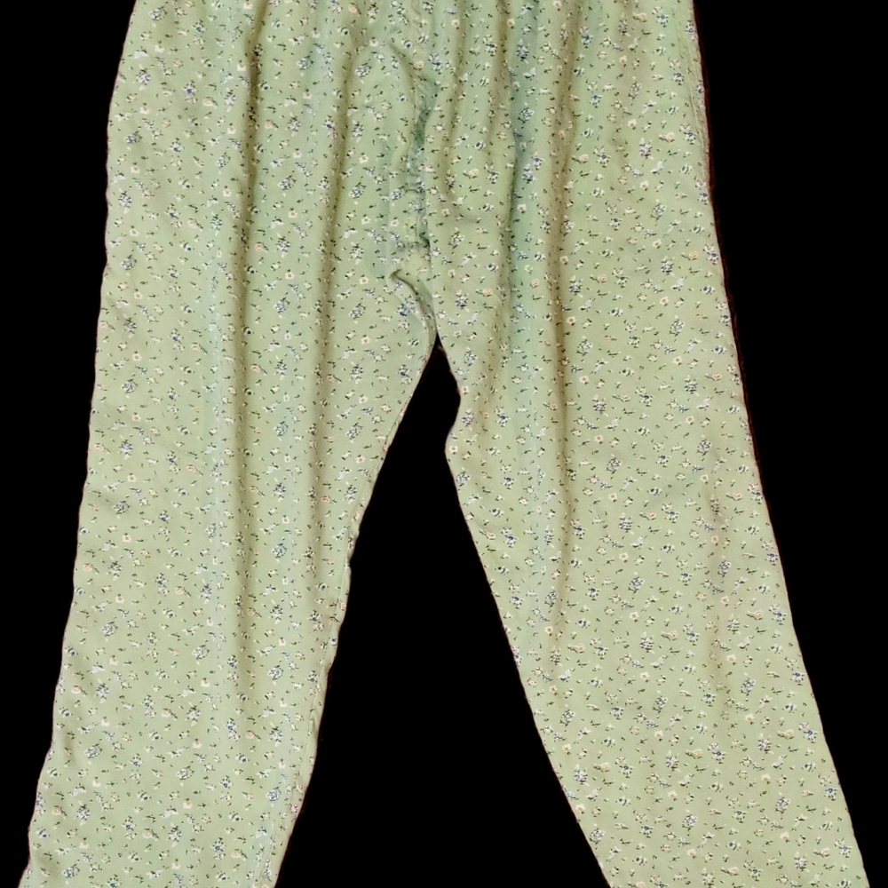 Womens Mint Green Floral Pajama Co-ord with Sleeveless V-Neck Top And Tie Waist - Picture 6 of 6
